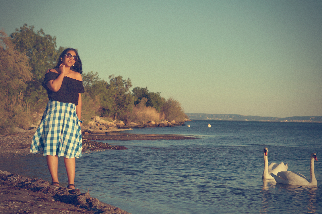 Hema_pose_ses_valises_la_petite_camargue_bardot_cygnes_vintage