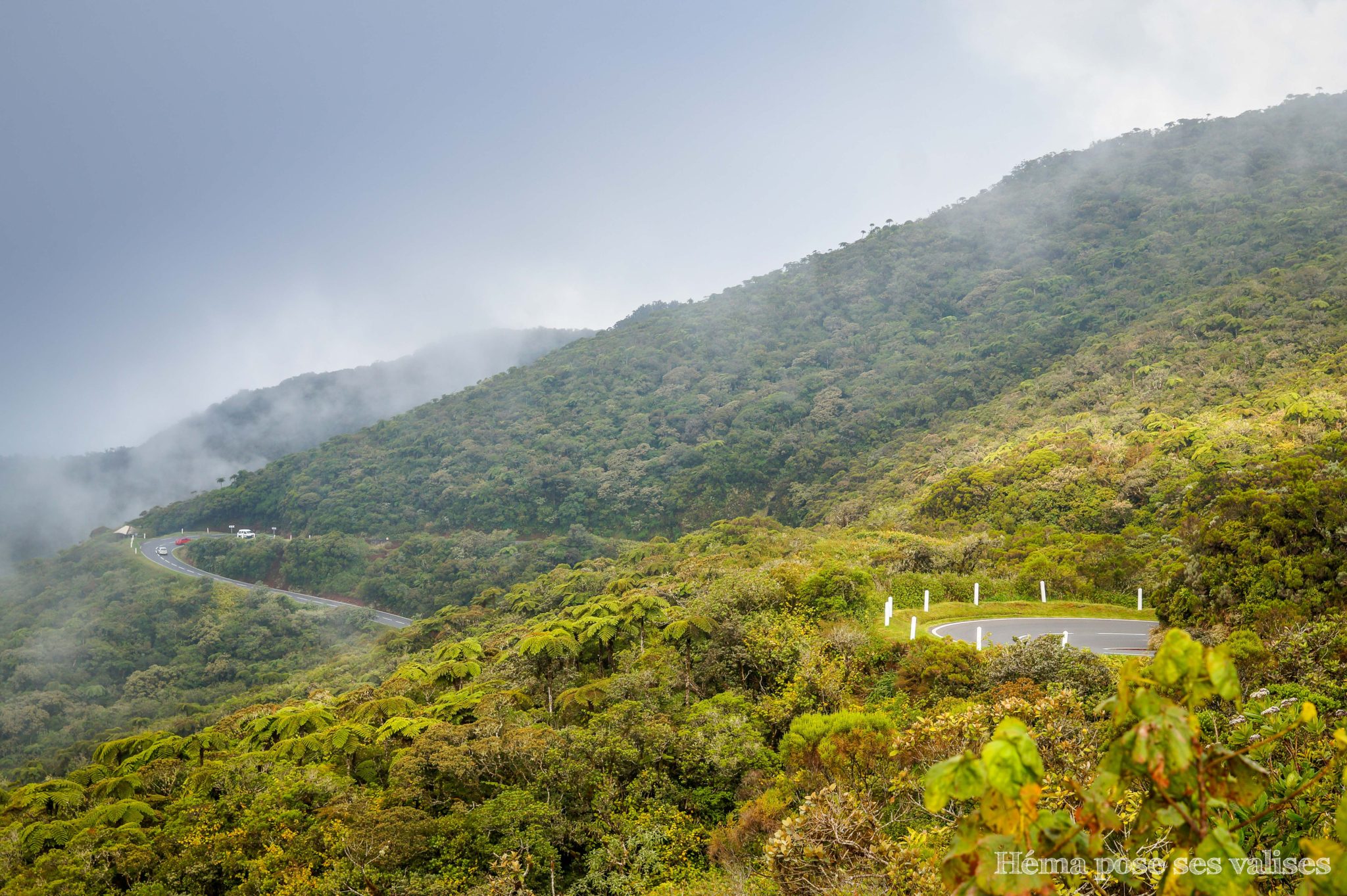 Route sinueuse vers le Piton de la Fournaise de La Réunion